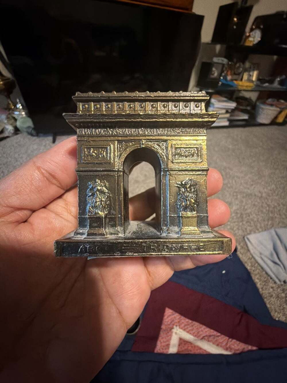 Vintage Arc de Triomphe Paris France Metal Souvenir Figurine